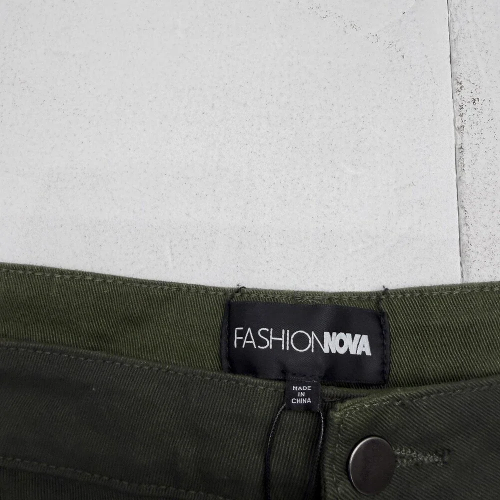 Fashion Nova Pants Womens Plus 3X Olive Headed West Straight Leg Twill Stretch